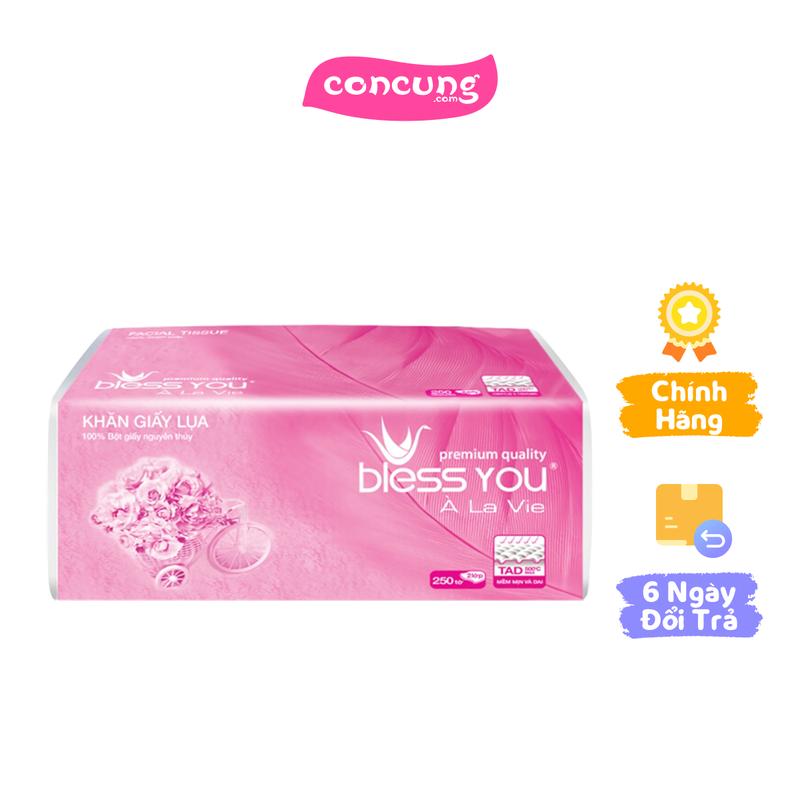 Khăn giấy lụa rút Bless You Alavie (250 tờ)