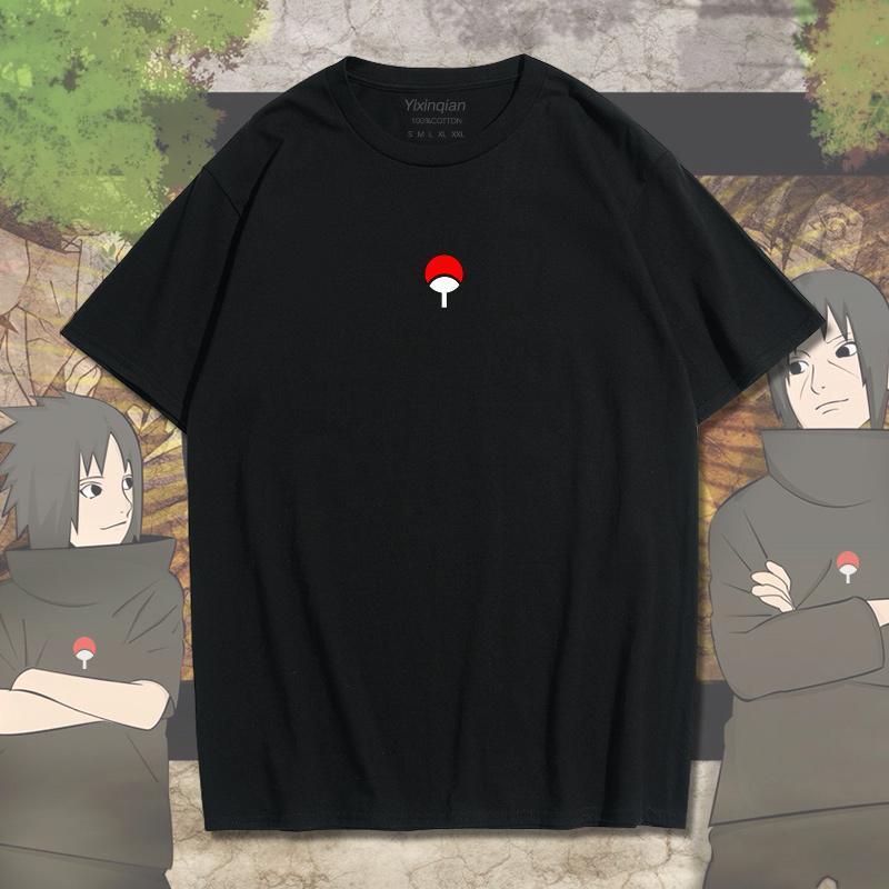 Áo Thun Hợp Tác Naruto, Dành Cho Nam Giới, Dáng Rộng Vừa Vặn Mùa Hè, In Hình Anime, ngắn Tay Áo, Quần Áo Uchiha, Thương Hiệu Hợp Xu Hướng Phong Cách Nhật Bản 0