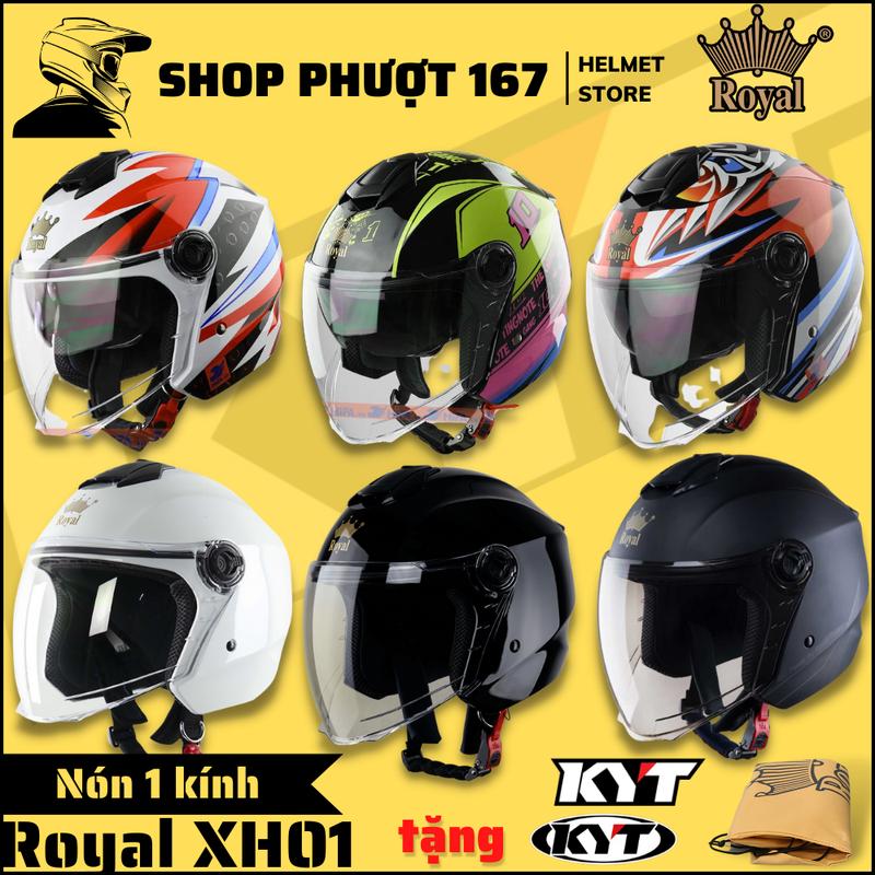 NÓN BẢO HIỂM 3/4 ROYAL XH01 1 KÍNH ĐỦ CÁC TEM TẶNG LOGO KYT VÀ TÚI ĐỰNG NÓN Helmet
