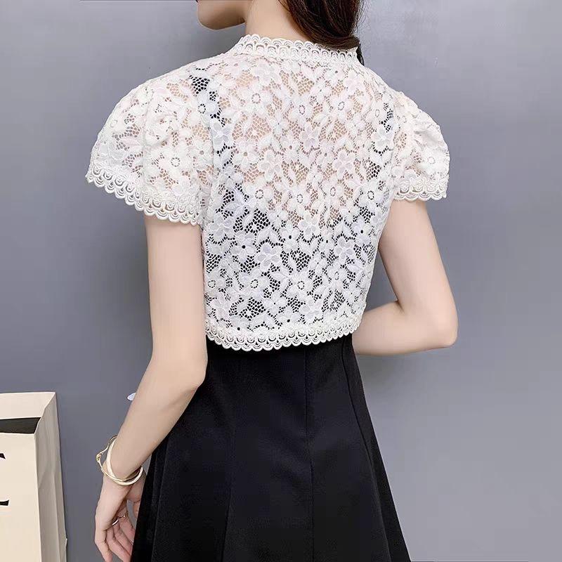 Khăn Choàng Voan Ren Mùa Hè, Áo Ghi Lê Nhỏ Áo Khoác Nhỏ Áo Dễ Phối Đồ Quần Áo Chống Nắng, Dài Ngắn, Hàng Mới Về 7