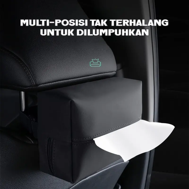 Tempat Tissue Mobil Kulit 3in1 Headrest Armrest Visor Premium Kotak Tisu Mobil 3