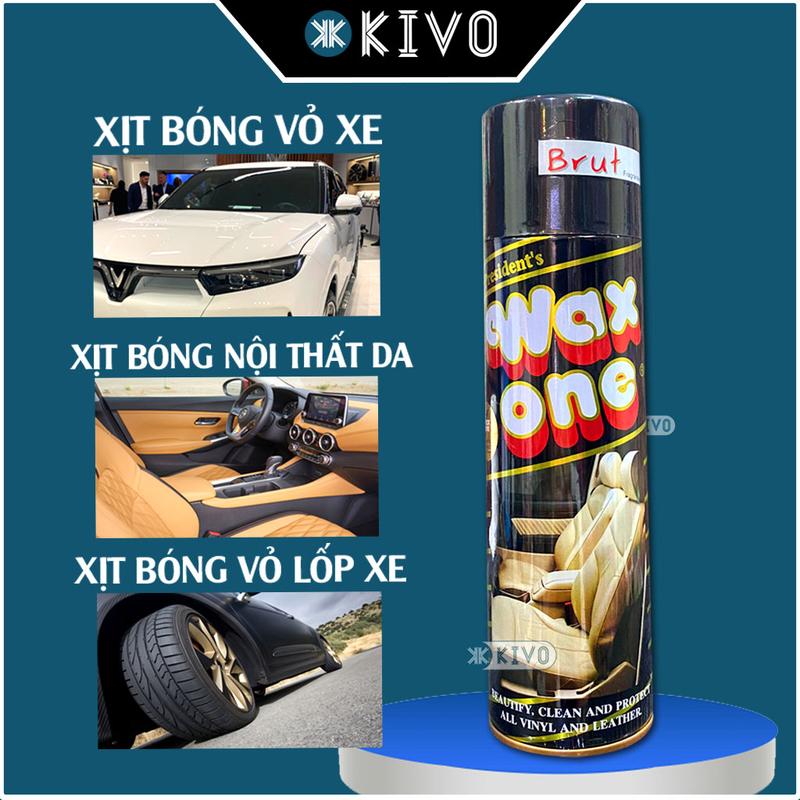 Chai Xịt Bóng Vỏ Xe Wax One 450ML Làm Sạch Đồ Da Xe Máy Ô Tô - Chai Xịt Bóng Xe Máy - Chai Xịt Vệ Sinh Nội Thất Ô Tô - Kivo