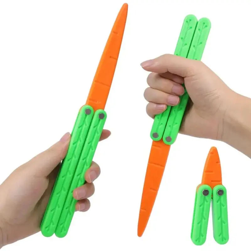 Dao gấp bằng nhựa in 3D, Thiết kế Cắt Bướm cà rốt mô phỏng, Đồ chơi dao đu đưa, dành cho người lớn, Thích hợp cho ADHD, Tự kỷ và lo âu, Ý tưởng quà tặng tuyệt vời, theo trọng lực tui mubi tui muph 2