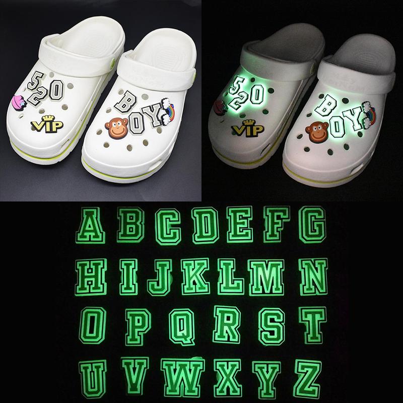 Phụ Kiện Charm Giày Dạ Quang Bảng Chữ Cái Tiếng Anh Đồ Trang Trí PVC Ghim Cho Cros Fit Jibbitz Khóa Giày Quà Tặng Phụ Kiện Giày 1 Miếng