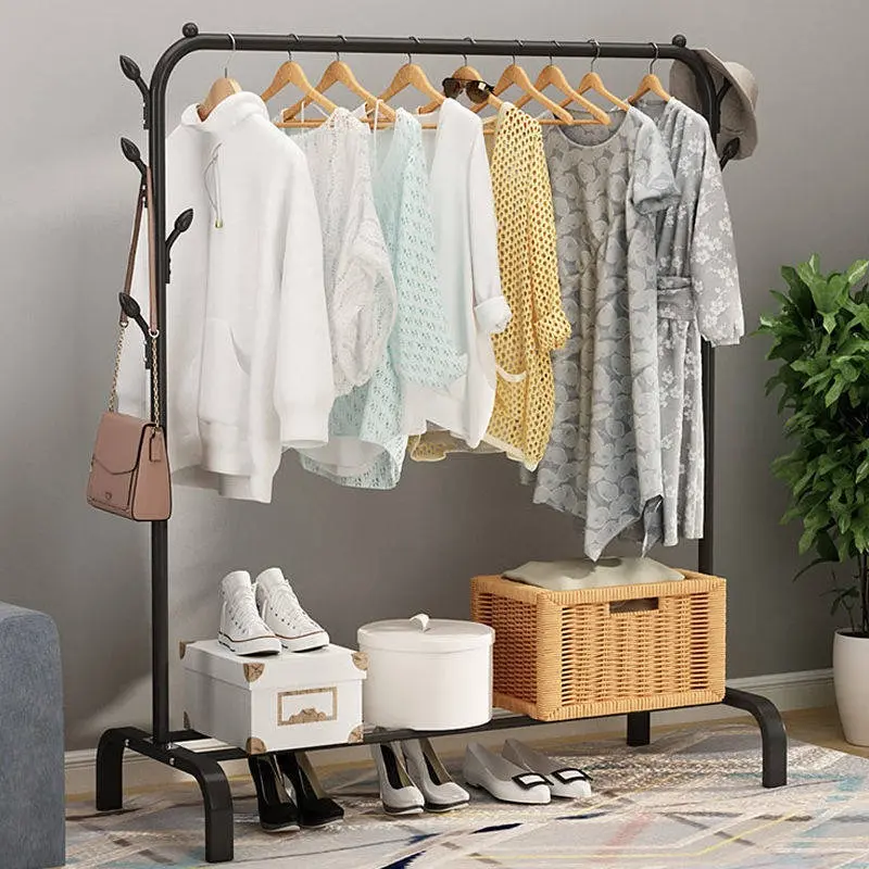 Gantungan Baju Berdiri/ Bahan Besi Tempat Gantung Baju Gawangan Baju Rak Baju Serbaguna Premium Quality/Hanger Single Hitam Rak Gantungan Baju Serbaguna/Stand Hanger Single & Double / Rak Gantungan / Jemuran Baju Pakaian Single