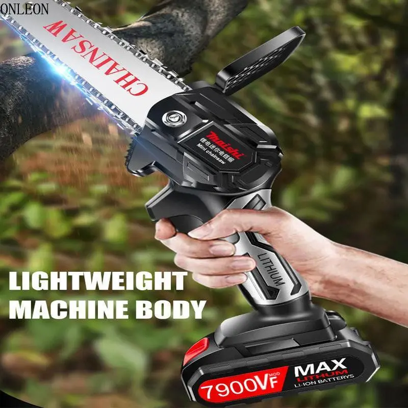 Gergaji rantai listrik 6 inci portabel, gergaji listrik Lithium dapat diisi ulang, gergaji mesin taman luar ruangan rumah tangga, pelat rantai bensin,Chainsaw mini