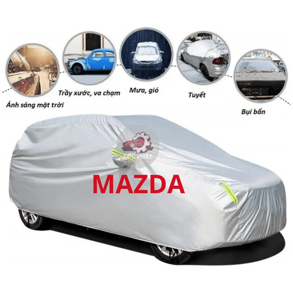 Bạt Phủ Mazda _ Vải Dù chống nóng, chống nước, có phản quang bat  phuoto