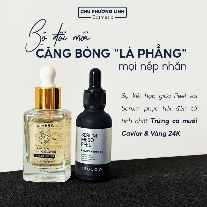 Combo peel da Meso và Serum vàng 24k Lthera trứng cá tầm CB0155