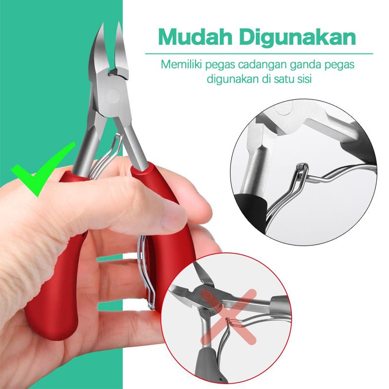 Gunting Kuku Miring Anti Cantengan Pemotong Kuku Miring Jempol Kaki Stainles Steel 4