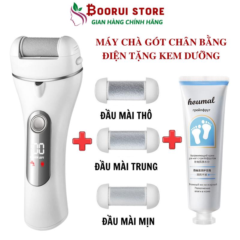 Máy chà gót chân cầm tay cao cấp CS-5680-TẶNG kem dưỡng, dụng cụ chà gót 3 đầu mài 2 cấp độ, loại bỏ vết chai tẩy tế bào da chết, sạc pin tự động