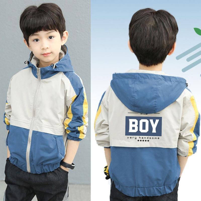 Áo khoác gió bé trai 0339 in chữ cá tính vải dù 2 lớp
