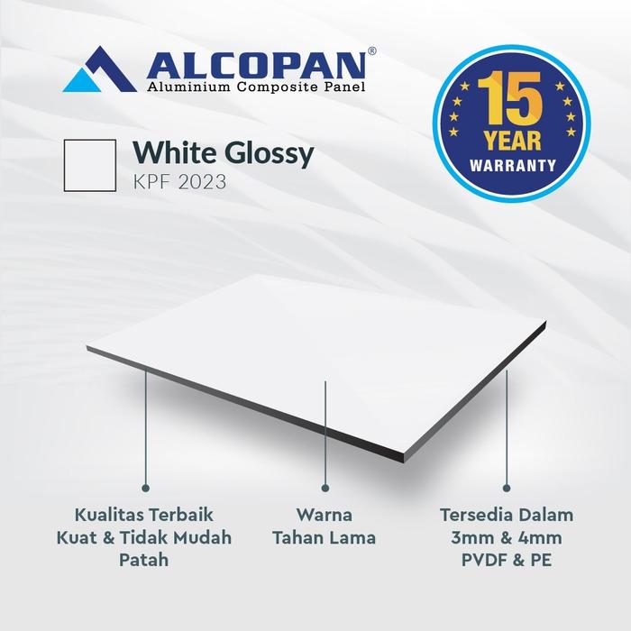Gambar Acp Alcopan 4mm PVDF Outdoor - White Glossy 1220 x 2440mm dari Acp Alcopan Kota Administrasi Jakarta Barat Tokopedia
