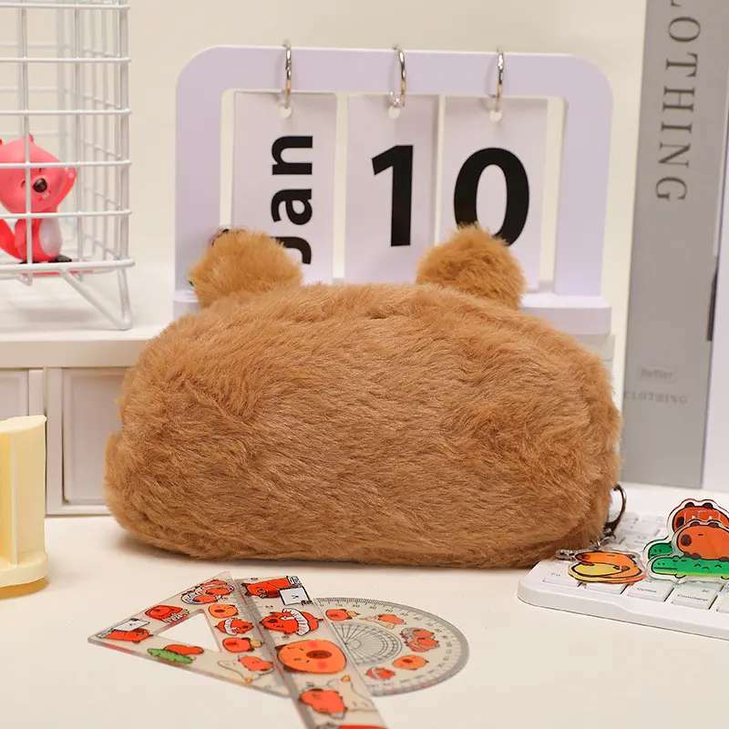 Kotak Pensil Bulu Lucu Capybara/ Pouch /Tempat Makeup /Aesthetic /Korea Boneka /Fashion / Karakter / 6