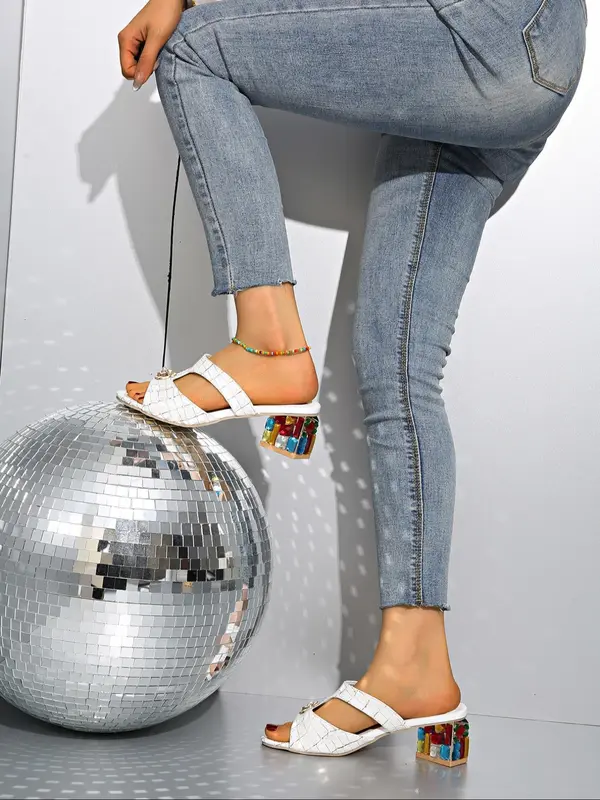 Women's Fashionable Patchwork Design High Heel Sandals, Casual Versatile Sandals for Summer, Lightweight Breathable Comfortable Shoes for Daily Wear, Girl 1
