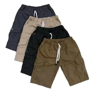 Cargo Pendek Anak Usia 3-12 Tahun, Warna Hitam/Cream/Abu/Mocca, M/L/XL Celana Fashion celana chinos anak laki laki