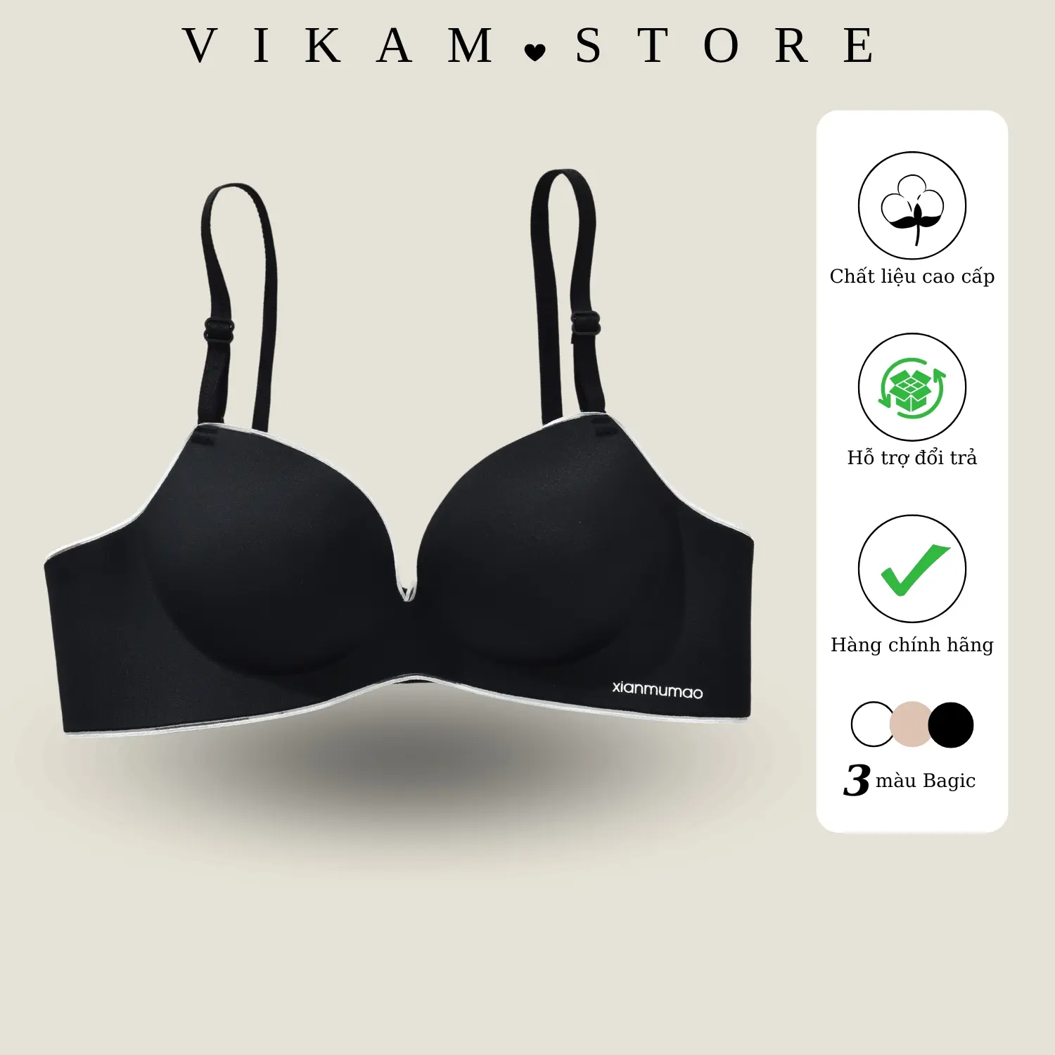 [Mã B28-fom bé tăng 1 size] Áo Lót Nữ Không Gọng Su Đúc Mút Thông Khí Đệm 2cm Cao Cấp Bra