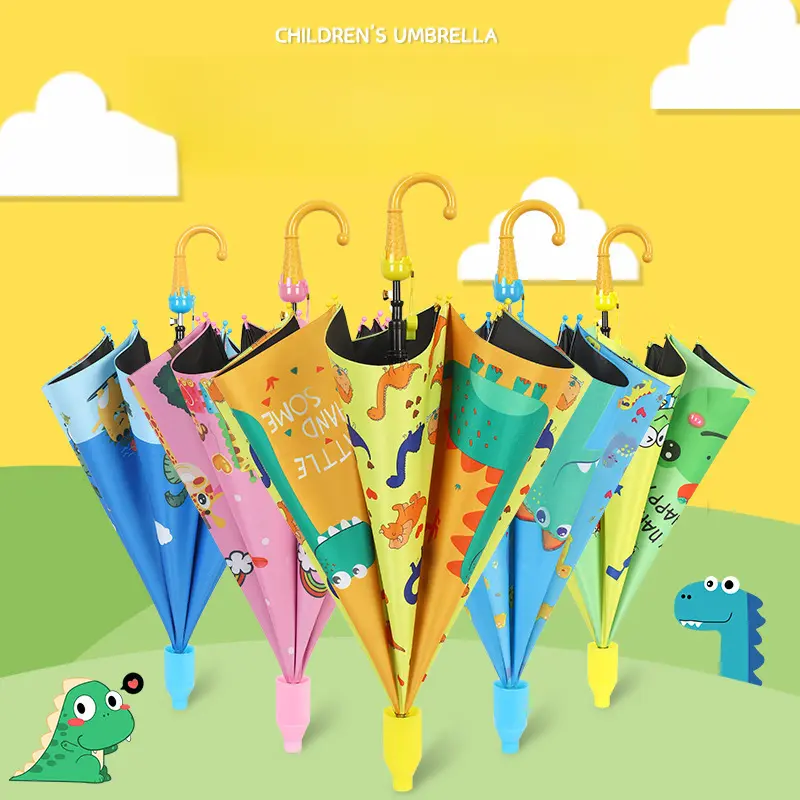 Cartoon Children's Umbrella Fully Automatic Cute Long Handle Umbrella Transparent Boys and Girls Kindergarten Sunshade Children's Rain Umbrella