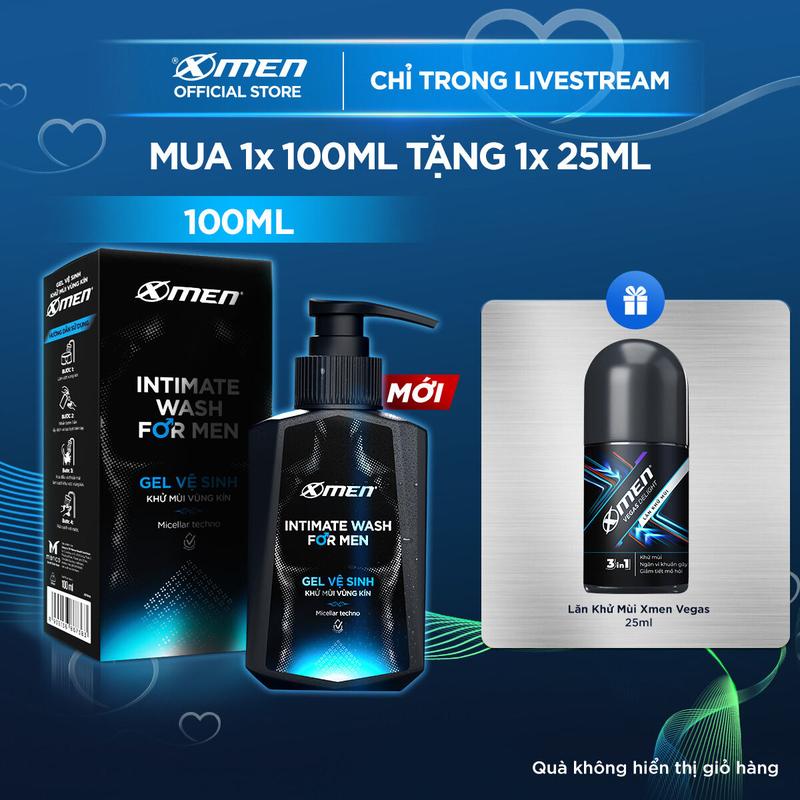 [COMBO MUA 1 TẶNG 1] Gel vệ sinh nam giới Xmen 100ml hương nước hoa Pháp sang trọng, hương thơm nam tính + Tặng Lăn khử mùi 25ml