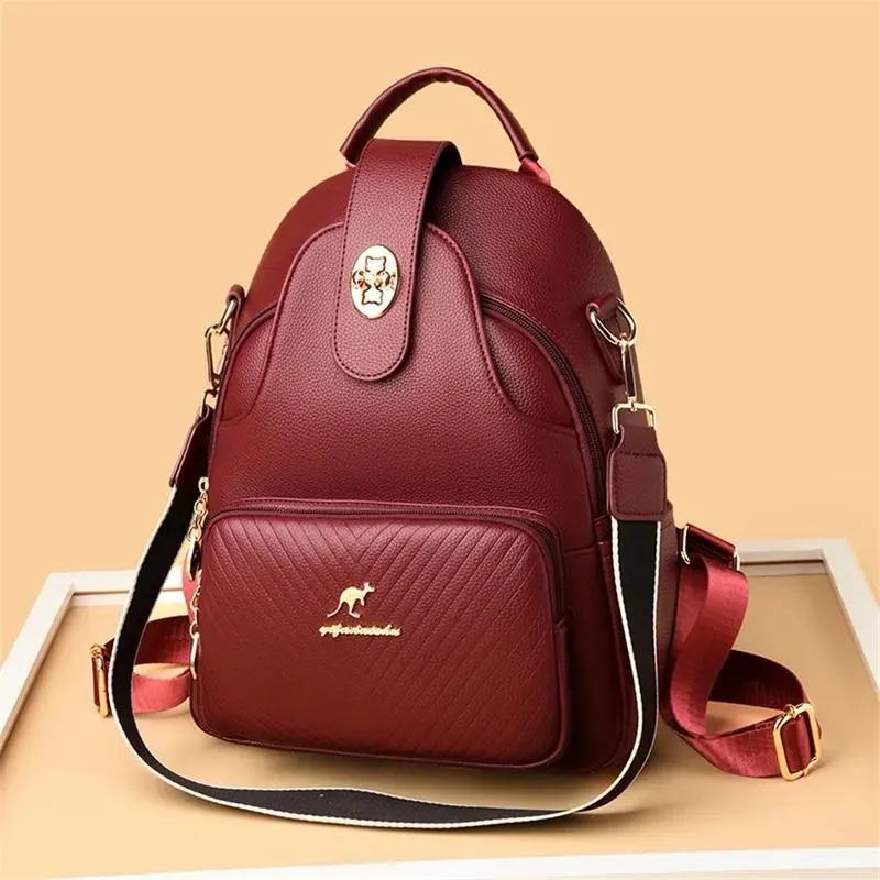 Ransel Wanita Kangguru Tas Ransel Backpack Fashion Wanita Stylish - Ransel Kulit Wanita Retro 2