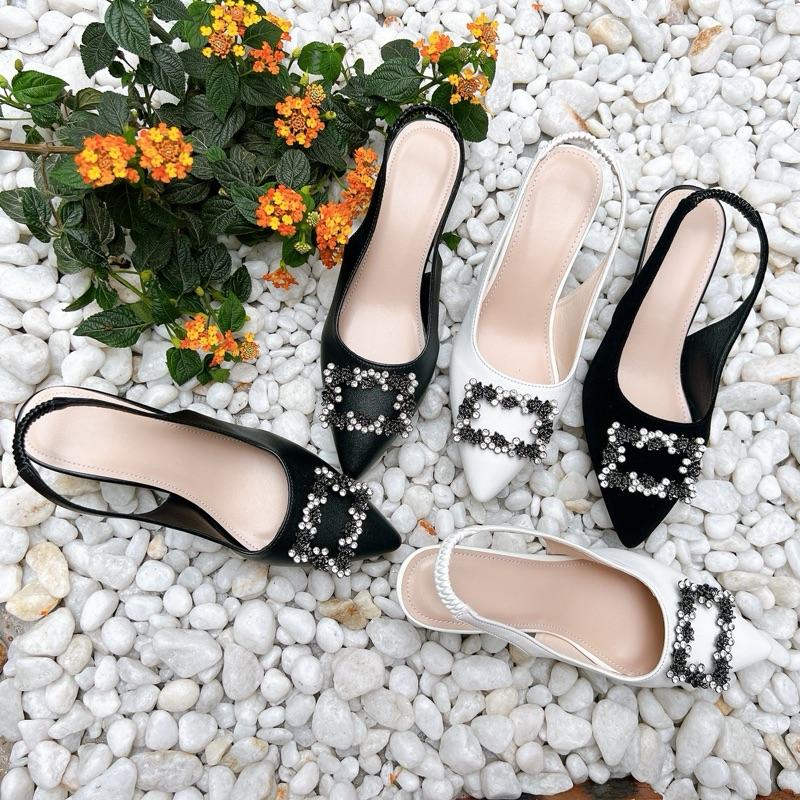 A16-Giày cao gót nữ,mũi nhọn,đế cao su non,có gót vuông và nhọn,có sai từ 35-40 7