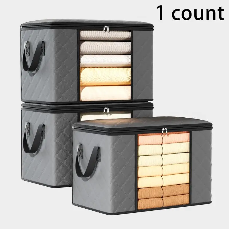 Collapsible Storage Bag, 1 Count Large Size Clothes Storage Bag, Foldable Storage Box with Handle, Home Organizer for Bedroom Wardrobe