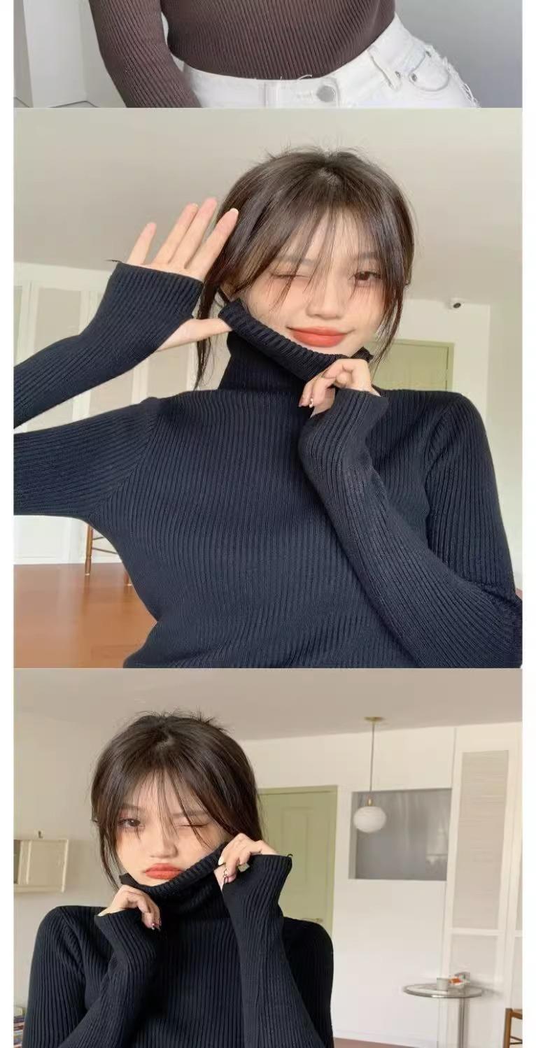 Product Introduction of Knitted Bottoming Shirt Padded Top Sweater Turtleneck Women's Autumn Best-Selling Fashionable Stylish Inner Wear Finger Fit Design Knitwear Womenswear 14