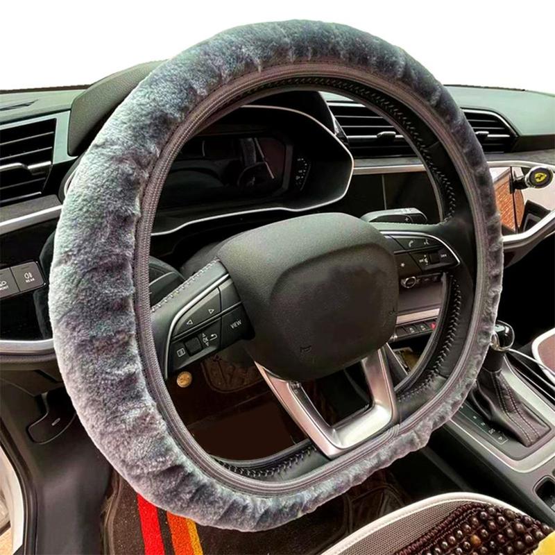 Product Introduction of High Quality Warm Car Steering Wheel Cover Gearshift Handbrake Cover Plush Thick Black Protector Super Women Decoration Soft Pink Man 16