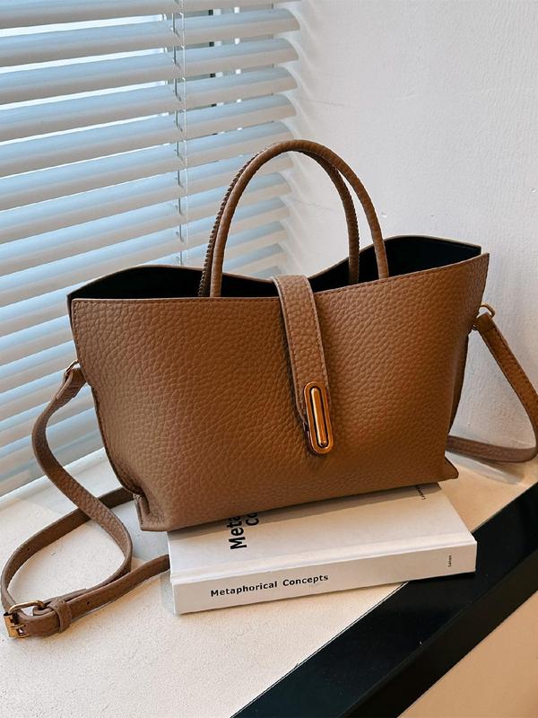 Women's Solid Color Shoulder Bag, Fashionable PU Leather Crossbody Bag for Daily Used, Casual Trendy Versatile High-quality Daily Commuting Bag 6