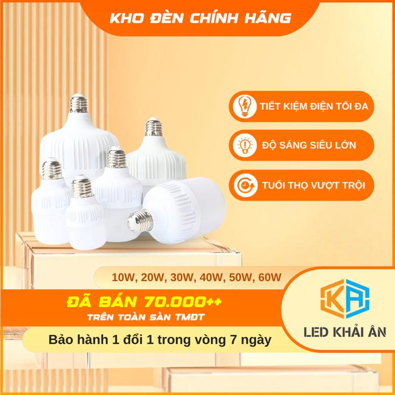 Bóng Đèn Led Trụ 10W 20W 30W 40W 50W 60W - Đèn Led Chống Nước Tiết Kiệm Điện 90% Bóng Đèn Led Siêu Sáng Khải Ân
