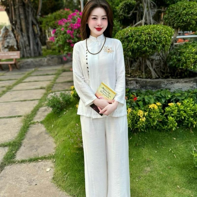 Set Đũi Mềm Pháp Phục Thêu Sen new 4