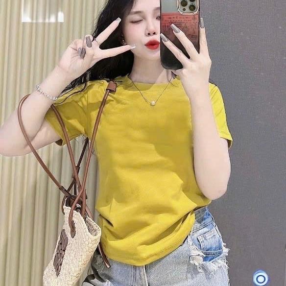 Áo thun trơn form vừa thun cotton thái co giãn size 35 - 68kg Nữ Women Cổ Tròn Top M161 7