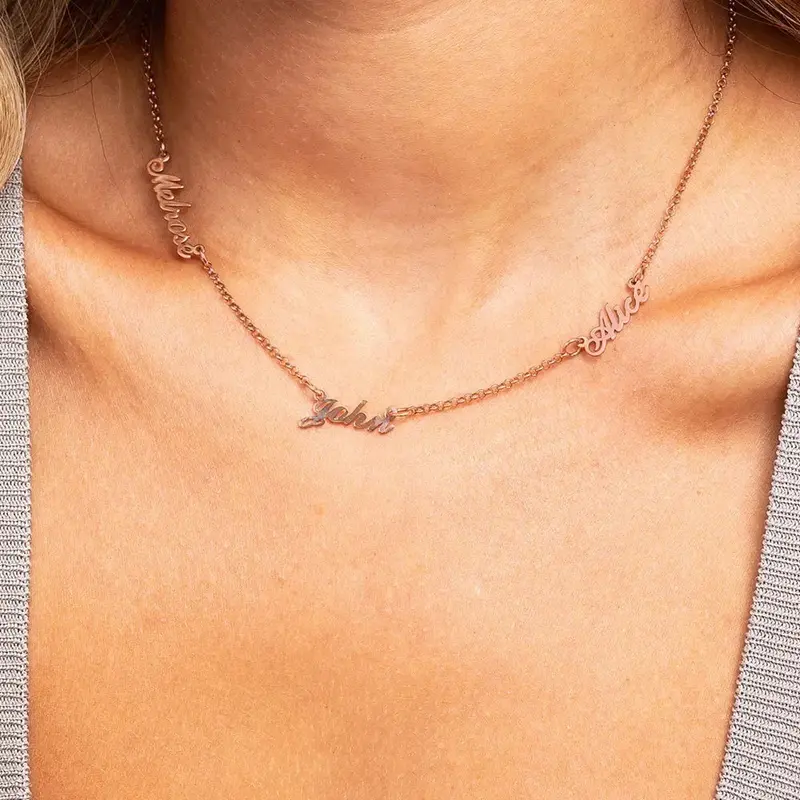 AS025 Multiple Names Custom Cut Necklace Personalized Gift Stainless Steel Letter Necklace For Mother's Day Anniversary Valentine's Day 6