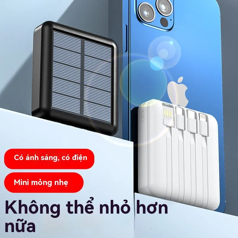 Sạc Dự Phòng Năng Lượng Mặt Trời, Bán Buôn, Kích Thước Nhỏ, Cáp Tách Riêng, Dung Lượng Lớn 5000mAh, Sạc Nhanh, Cầm Tay, Cung Cấp Điện Di Động 3