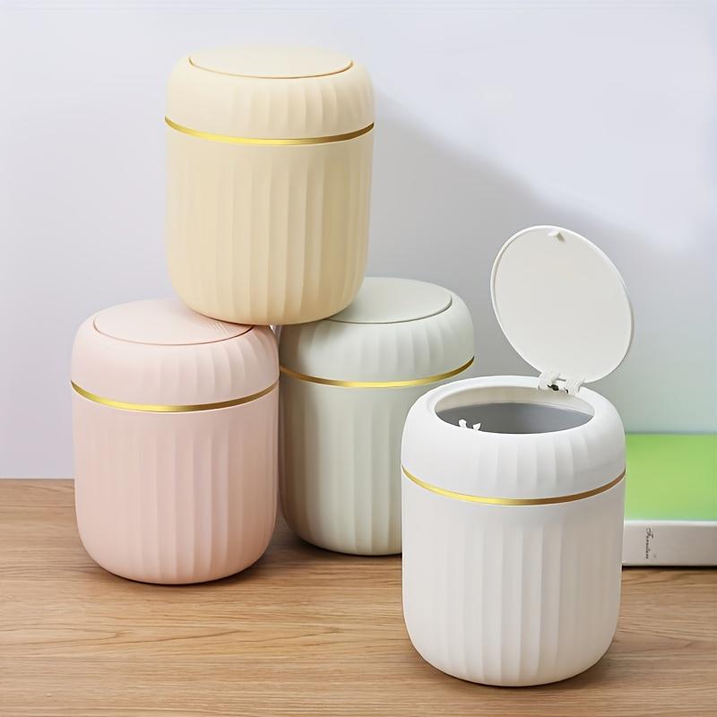 Product Introduction of [Local warehouse shipments] 1pc Elegant Plastic Mini Trash Can with Lid, Compact Waste Bin for Home and Office, Versatile Desktop Rubbish Container for Bedroom, Living Room, and Countertop Use - Office Supplies 0