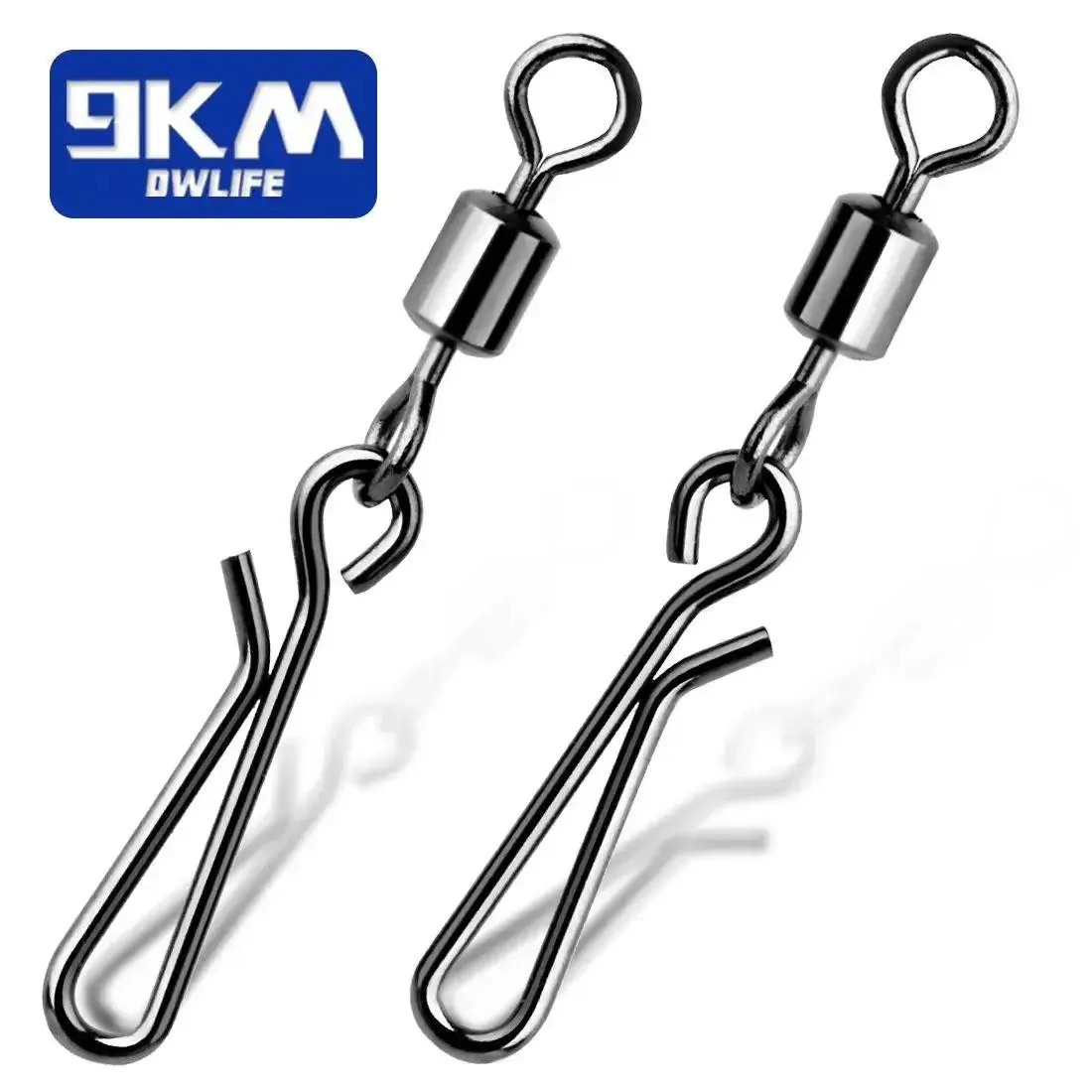 Fishing Swivel Snap, 50pcs Fishing Rolling Swivel Barrel Snap Lures Connector, Saltwater Fishing Clip Snap Trolling Tackle