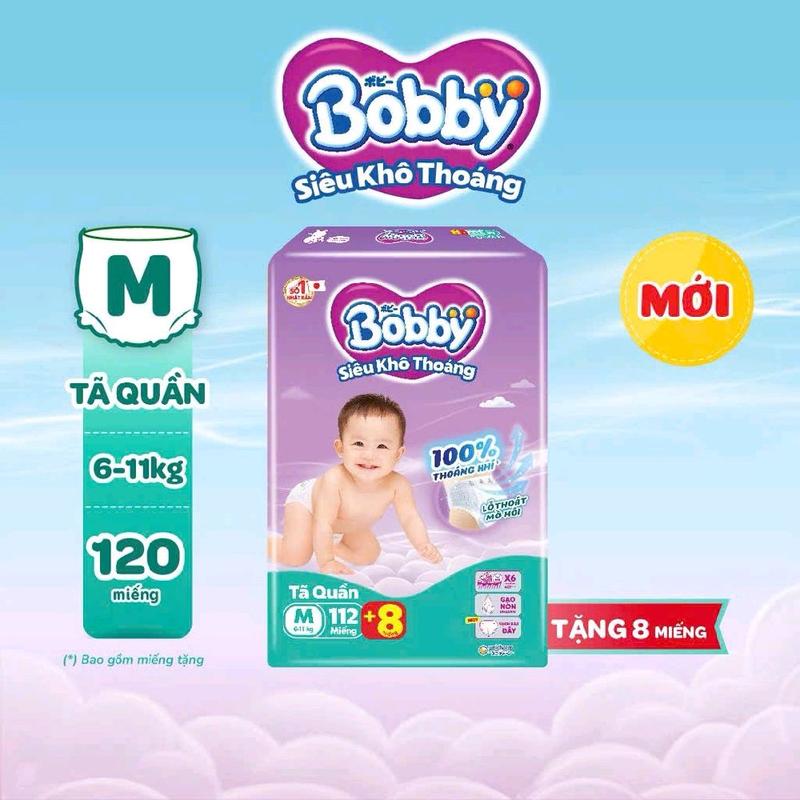 Tã Quần Bobby M112+8 ( 120 miếng ) Trẻ mới tập đi Trẻ sơ sinh Trẻ sơ sinh Bé trai Em bé Bé gái tả  lót tả  quần Voi Women tã  dán