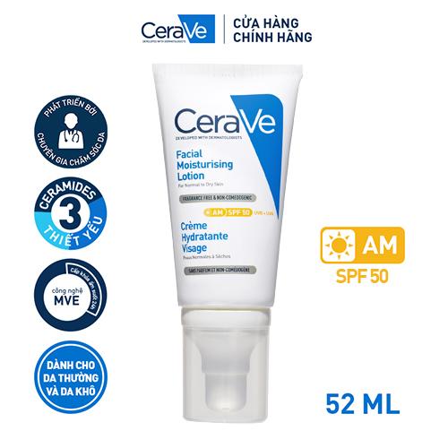 DEAL HOT VIDEO Sữa chống nắng dưỡng ẩm phục hồi SPF50 CeraVe AM Facial Moisturising Lotion SPF50 52ml