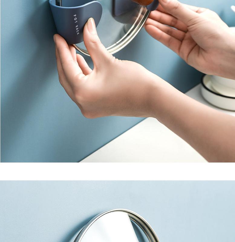 Product Introduction of 2pc/set Wall Mounted Pot Lid Holder Pot Cover Hang on The Wall for Kitchen Space Saving Kitchen Storage Shelf 9