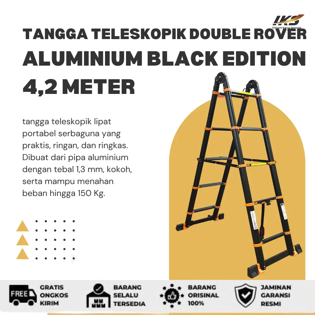 ROVER Tangga Teleskopik Double Aluminium 4,2 Meter Black Edition