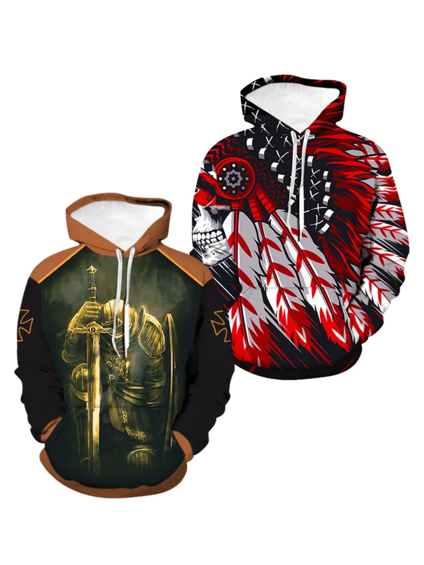 Men's All Over Print Drawstring Hoodie, Casual Regular Fit Pocket Long Sleeve Hooded Sweatshirt, Men Clothes for Fall & Winter Daily Wear