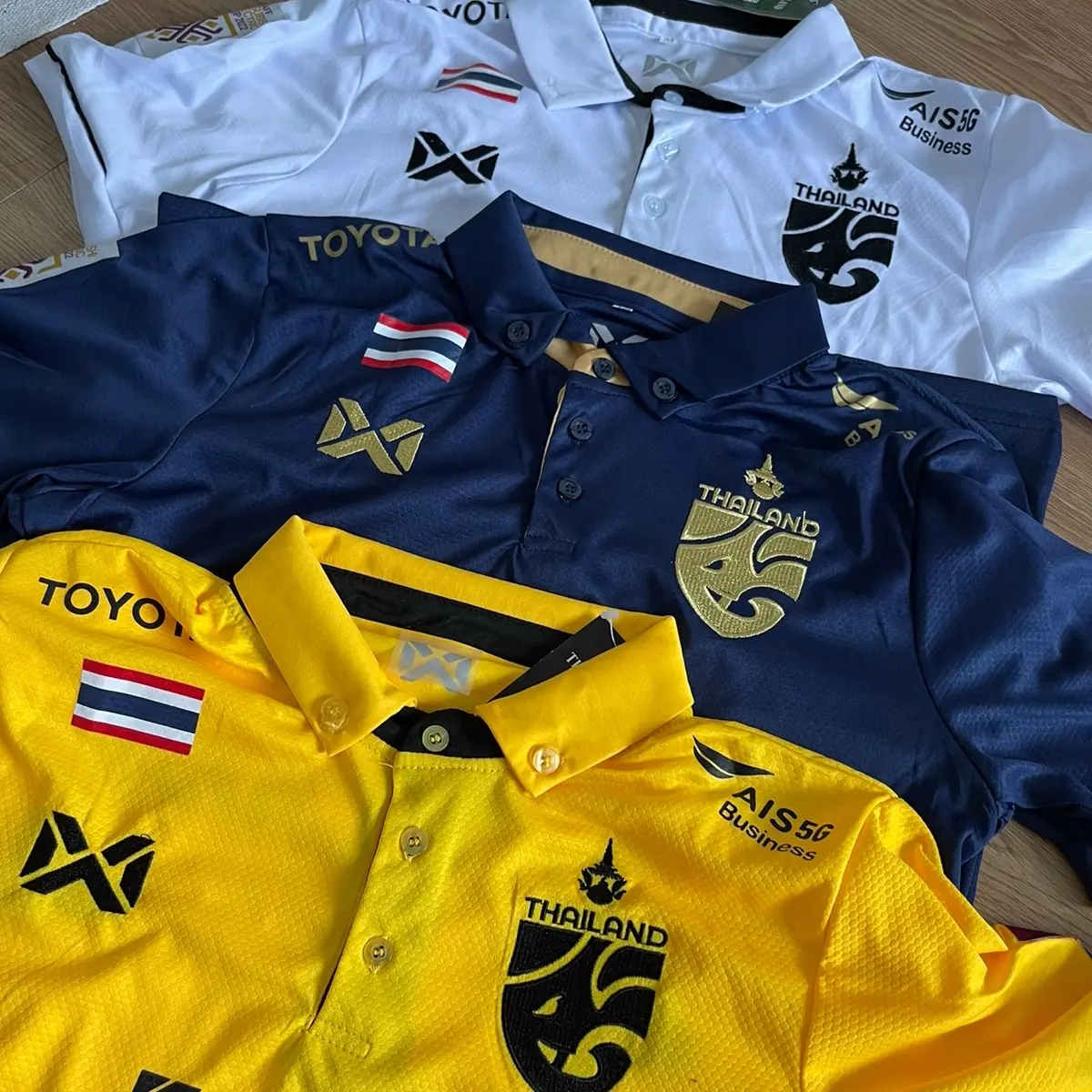 เสื้อกีฬาคอปกAIS เสื้อฟุตบอลไทยเลนชาย-หญิง Quick Dry