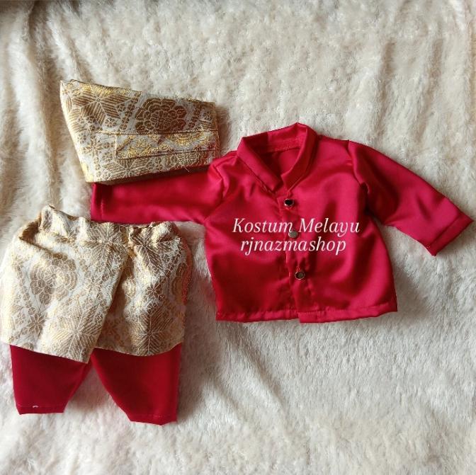Pakaian Adat Melayu bayi newborn, Set melayu bayi newborn, Bisa COD Bunda Merah 1