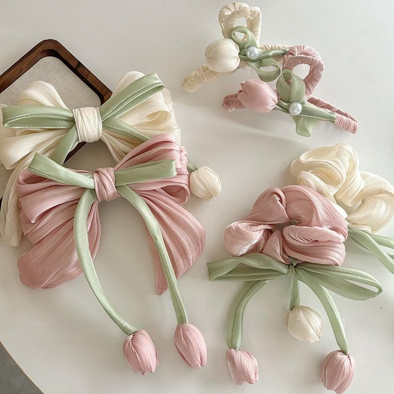Kẹp Tóc Ruy Băng Hoa Tulip, Thời Trang Và Thanh Lịch, Dành Cho Phụ Nữ Và Trẻ Em Gái Women 1