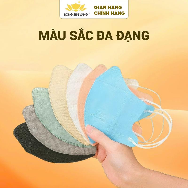 [KOL] Combo 500 cái khẩu trang 5D Bông Sen Vàng chính hãng, đủ màu, thiết kế thông minh