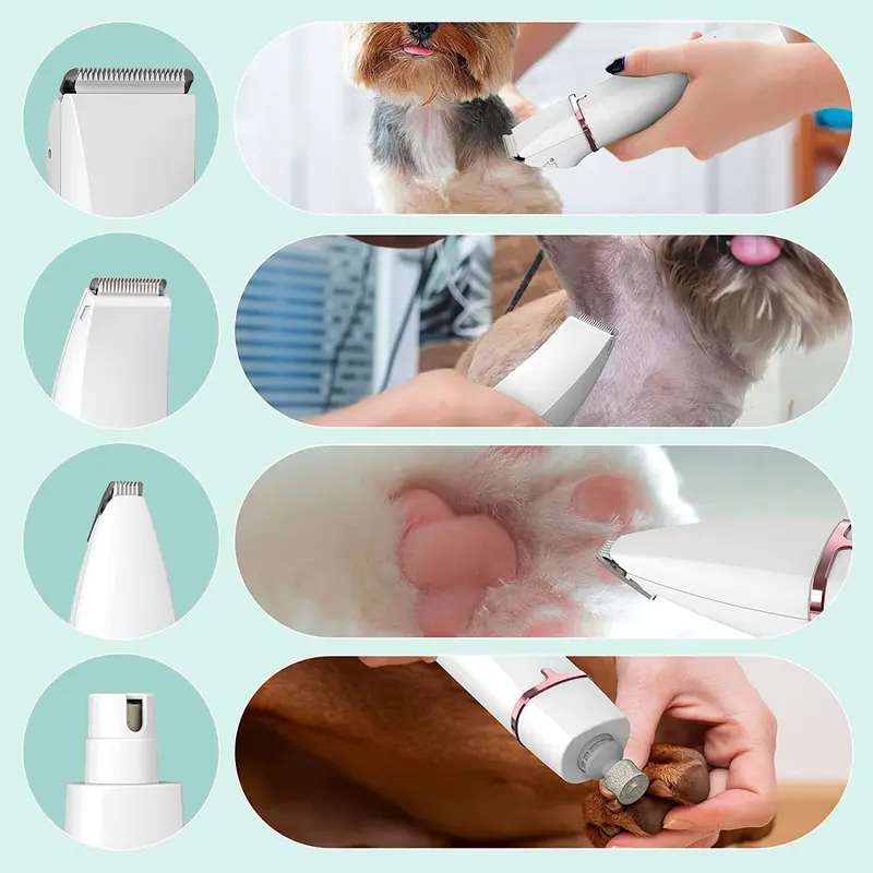 Tông đơ cắt tỉa lông chó mèo đa năng thế hệ mới, 4 chức năng đa dụng, Full Bộ cao câos, chống nước, sạc USB 4