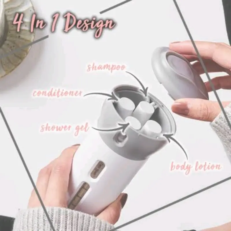 smart travel bottle set 4in1 toiletries dispenser soap kit 4 in 1 botol refill sabun shampoo lotion Medan meriah meriahshoppe 4