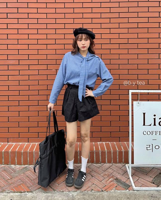(SP MỚI) Bila Shirt - B.Y Tea | Áo kiểu nữ sọc caro phối cổ 4