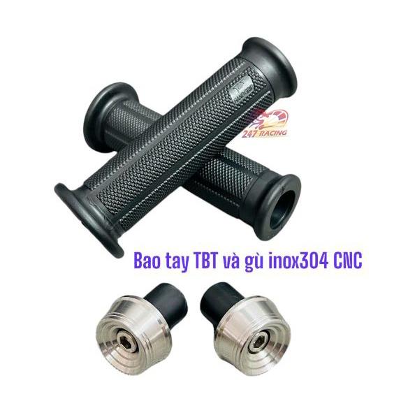 Bao tay TBT kèm gù INOX304 mẫu THÁI lõm V3 gắn xe máy Sirius Wave Dream Exciter Winner Sonic Satria Airblade SH....