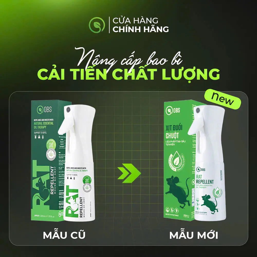 Xịt Đuổi Chuột OBS, Thành Phần Tự Nhiên, An Toàn Cho Mẹ Bầu và Trẻ Nhỏ 200ml