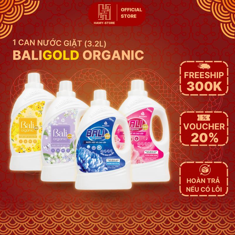 Nước Giặt Xả Bali Gold Organic 3.2 Lít (1 can 3.2 Lít) Hương Thơm Dịu Nhẹ, Đậm Đặc, Lưu Hương Lâu Làm Sạch công nghệ Hàn Quốc